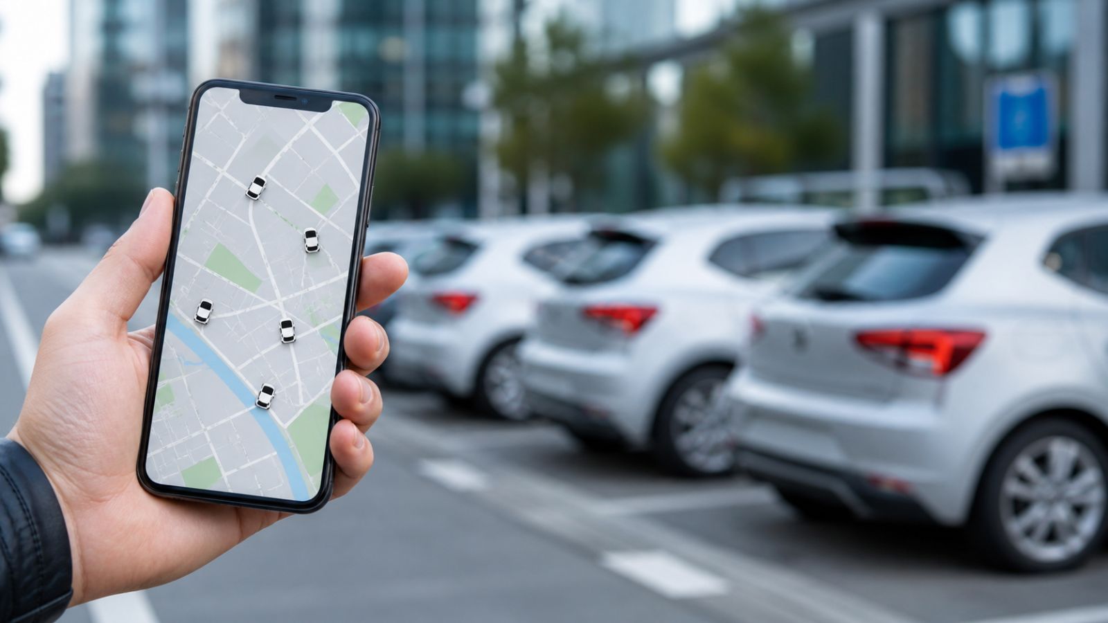 мобільний додаток каршерінгу на смартфоні — пошук авто на карті міста